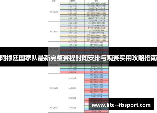 阿根廷国家队最新完整赛程时间安排与观赛实用攻略指南